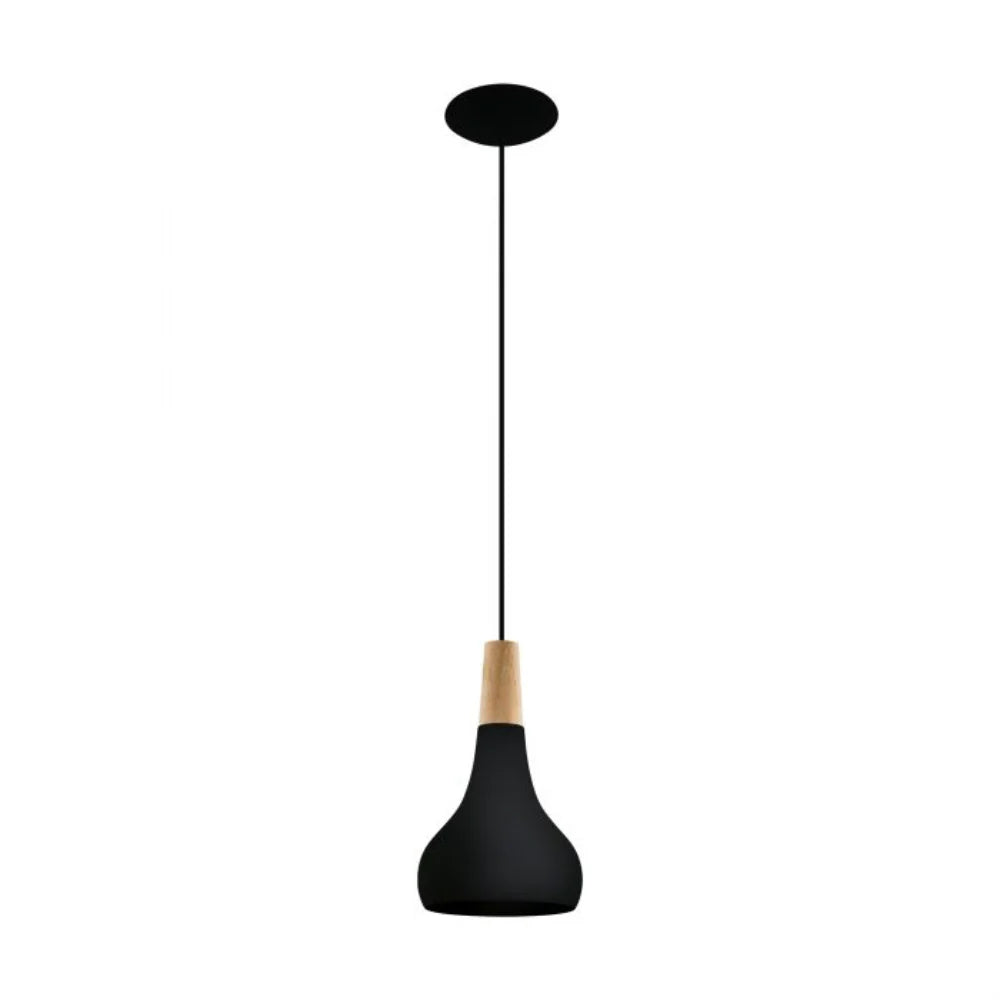 Eglo Sabinar 1 Light Pendant Small Black Steel - 203191N
