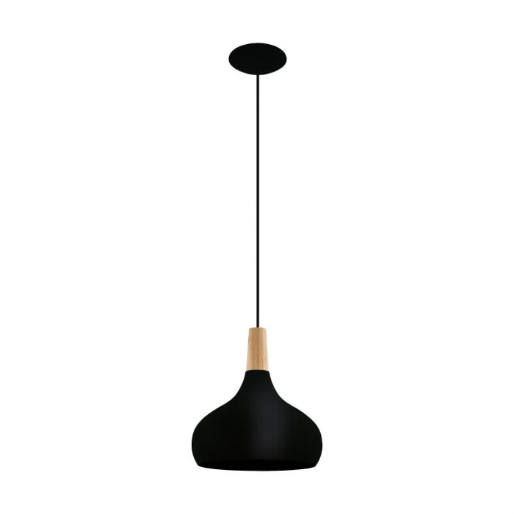 Eglo Sabinar 1 Light Pendant Medium Black Steel - 203192N