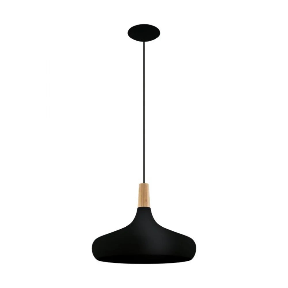 Eglo Sabinar 1 Light Pendant Large Black Steel - 203193N