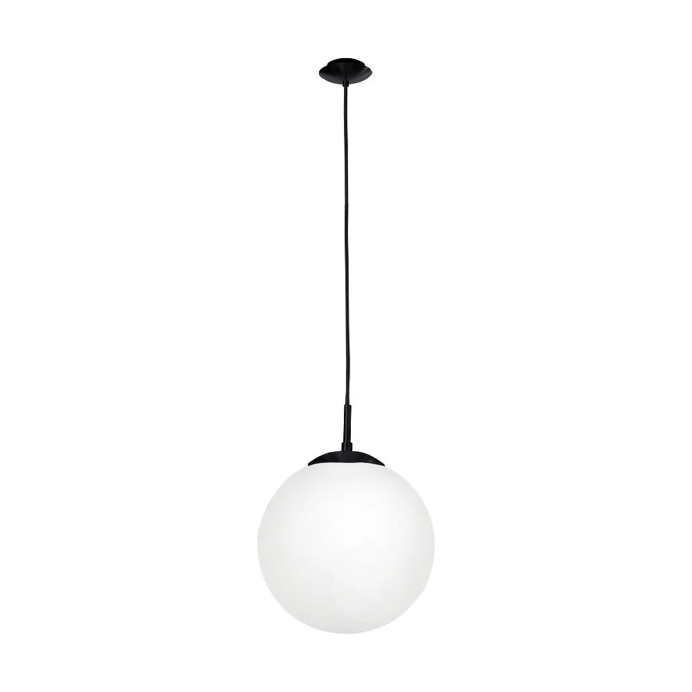 Eglo Rondo 1 Light Medium Pendant Black / Opal Matt - 205009
