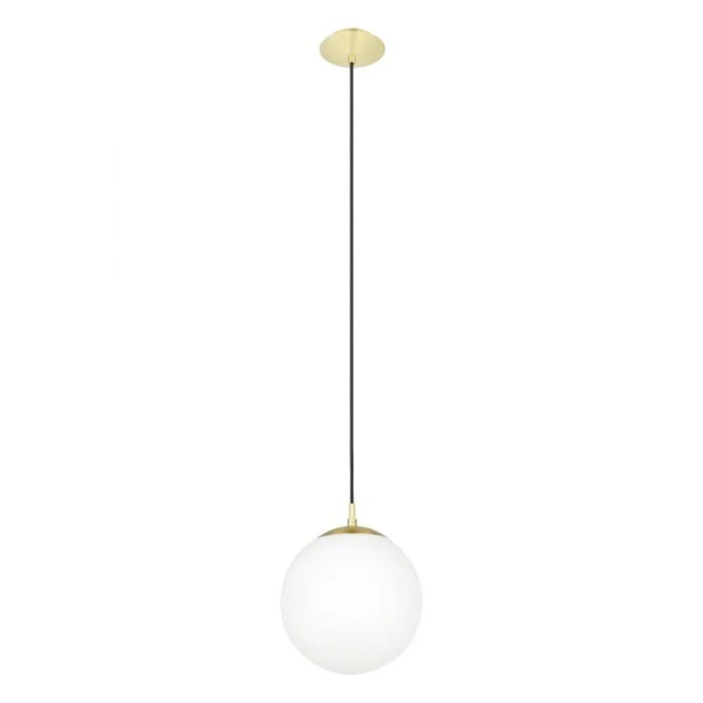 Eglo Rondo 1 Light Medium Pendant Matt Brass / Opal Matt - 205013