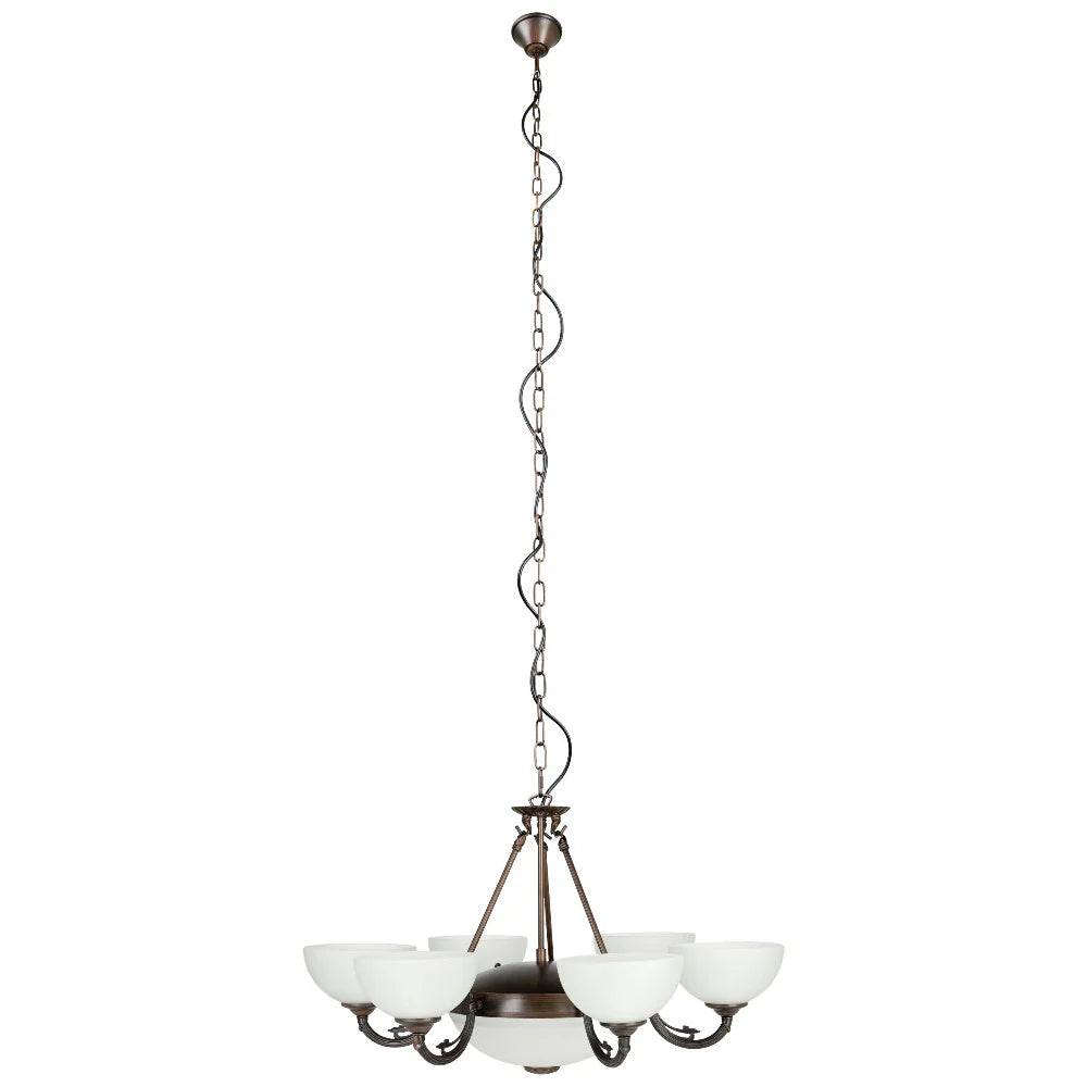 Eglo Savoy 8 Light Pendant Oil Rubbed Bronze / White - 205121