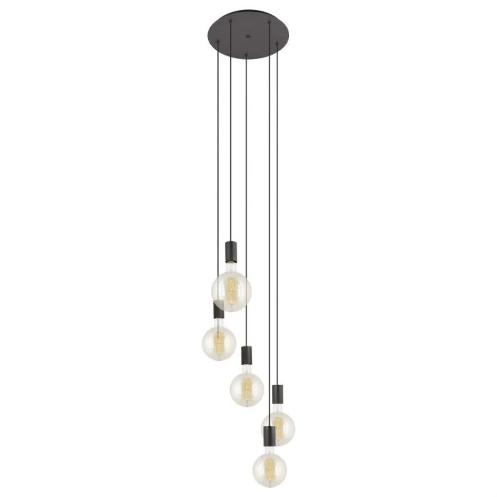 Eglo Pozueta 5 Light Pendant Black Steel- 205161N
