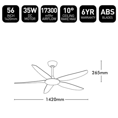 Brilliant Amari Series II 56'' DC 5-Blades Ceiling Fan With or Without Light