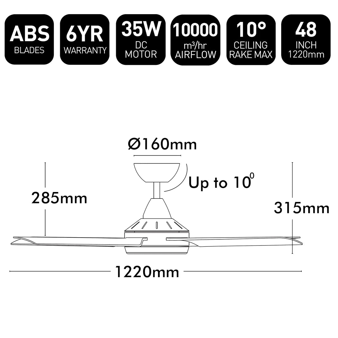 Brilliant Cairns 48" DC Ceiling Fan With of Without Light