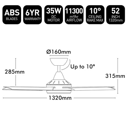 Brilliant Cairns 52" DC Ceiling Fan With of Without Light