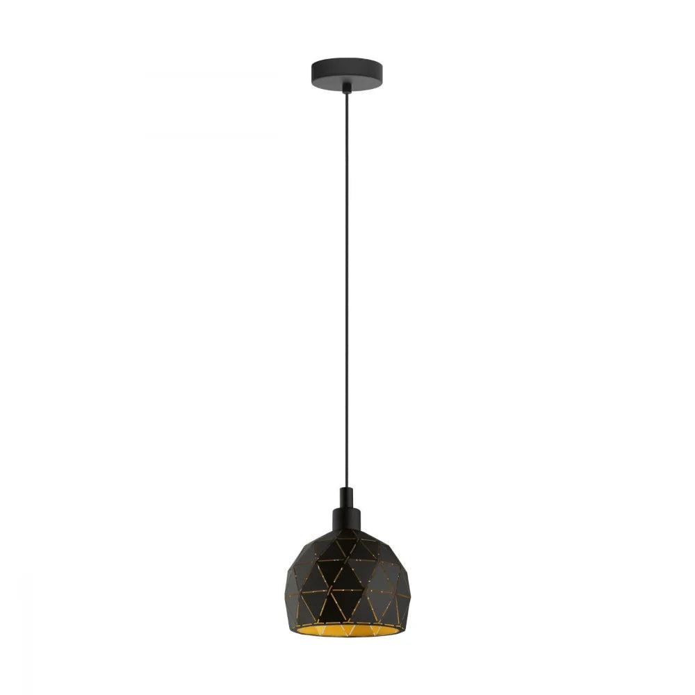 Eglo Roccaforte 1 Light Pendant Black & Gold 170mm - 33345N