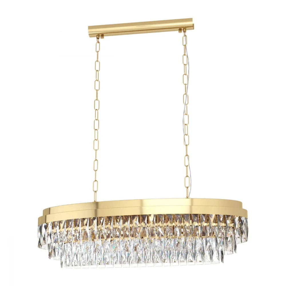 Eglo Valparaiso 10 Light Pendant Gold Coloured & Crystal - 39462