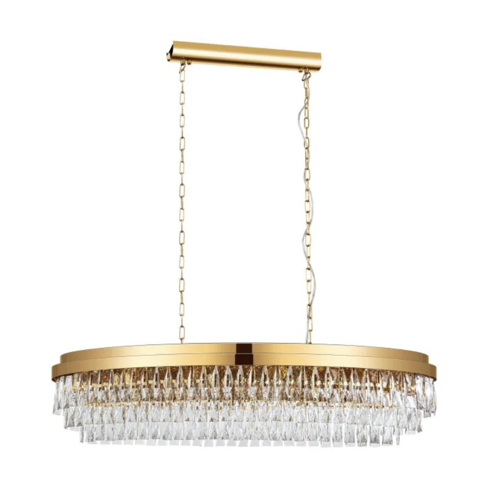 Eglo Valparaiso 13 Light Pendant Gold Coloured & Crystal - 39463