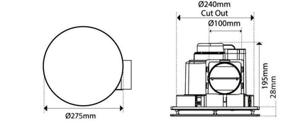 3A Altair 16 Exhaust Fan Round (H200-16) - Mases Lighting3A Lighting