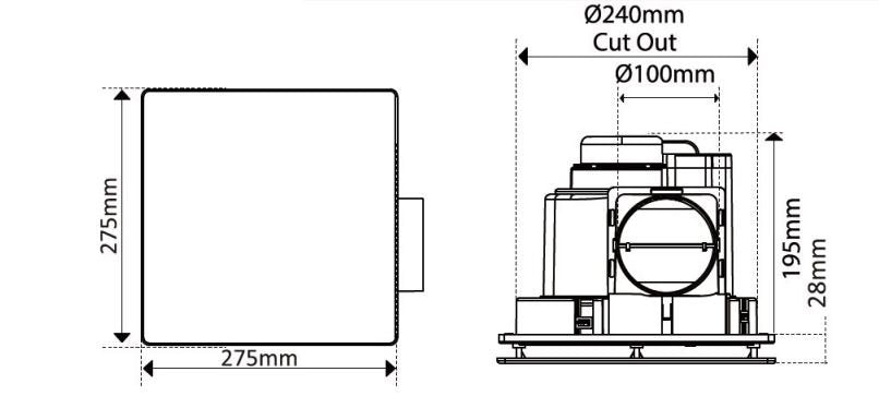 3A Altair 17 Exhaust Fan Square (H200-17) - Mases Lighting3A Lighting