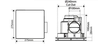 3A Altair 17 Exhaust Fan Square (H200-17) - Mases Lighting3A Lighting