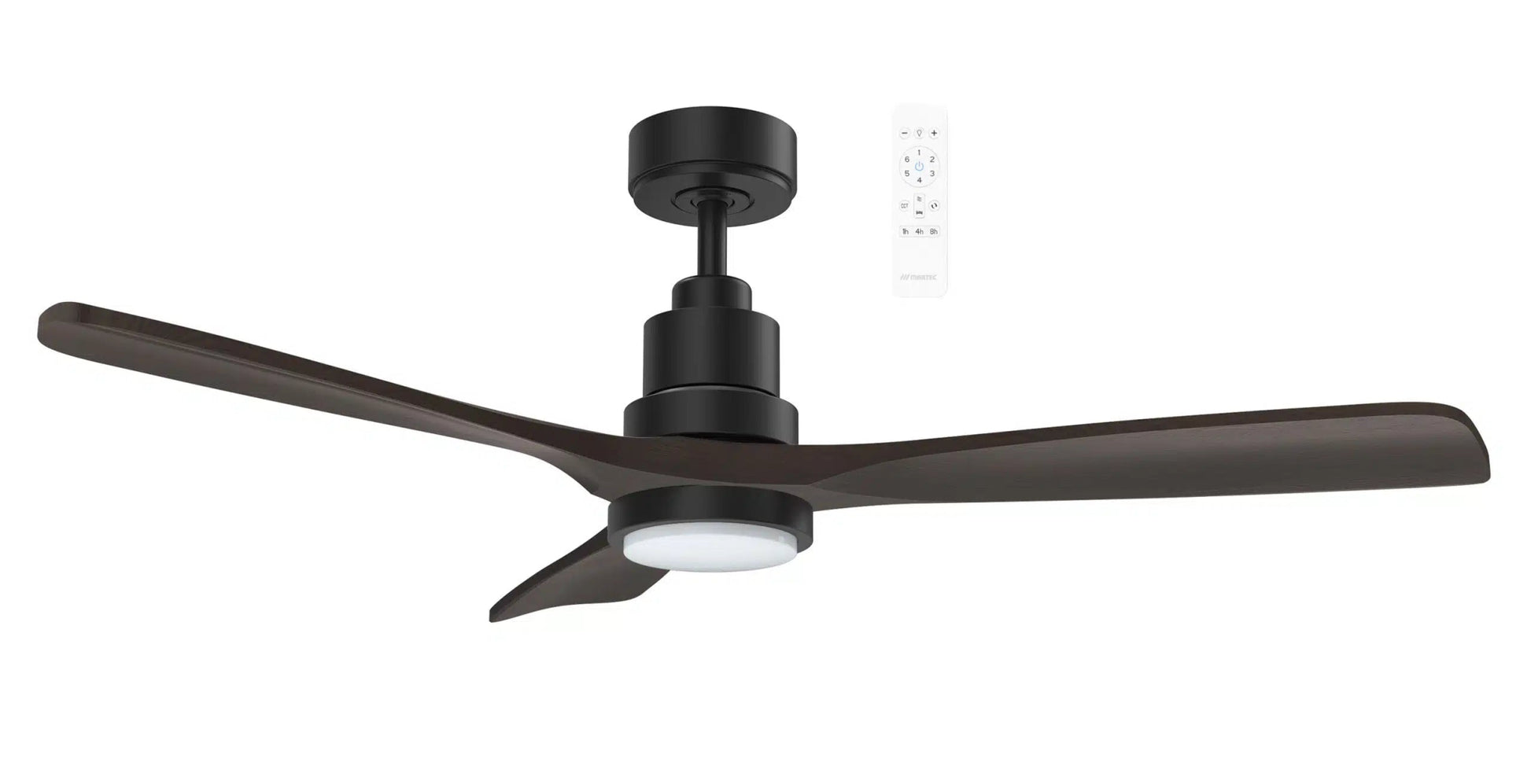 42" Mallorca Mini DC Ceiling Fan Matt Black/Walnut, with Light MMDC1033 Martec Lighting - Mases LightingMartec