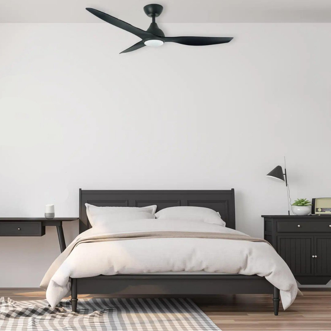 Martec Avoca 48" smart WiFi fan with LED, matt white, black or oak — Mases Lighting