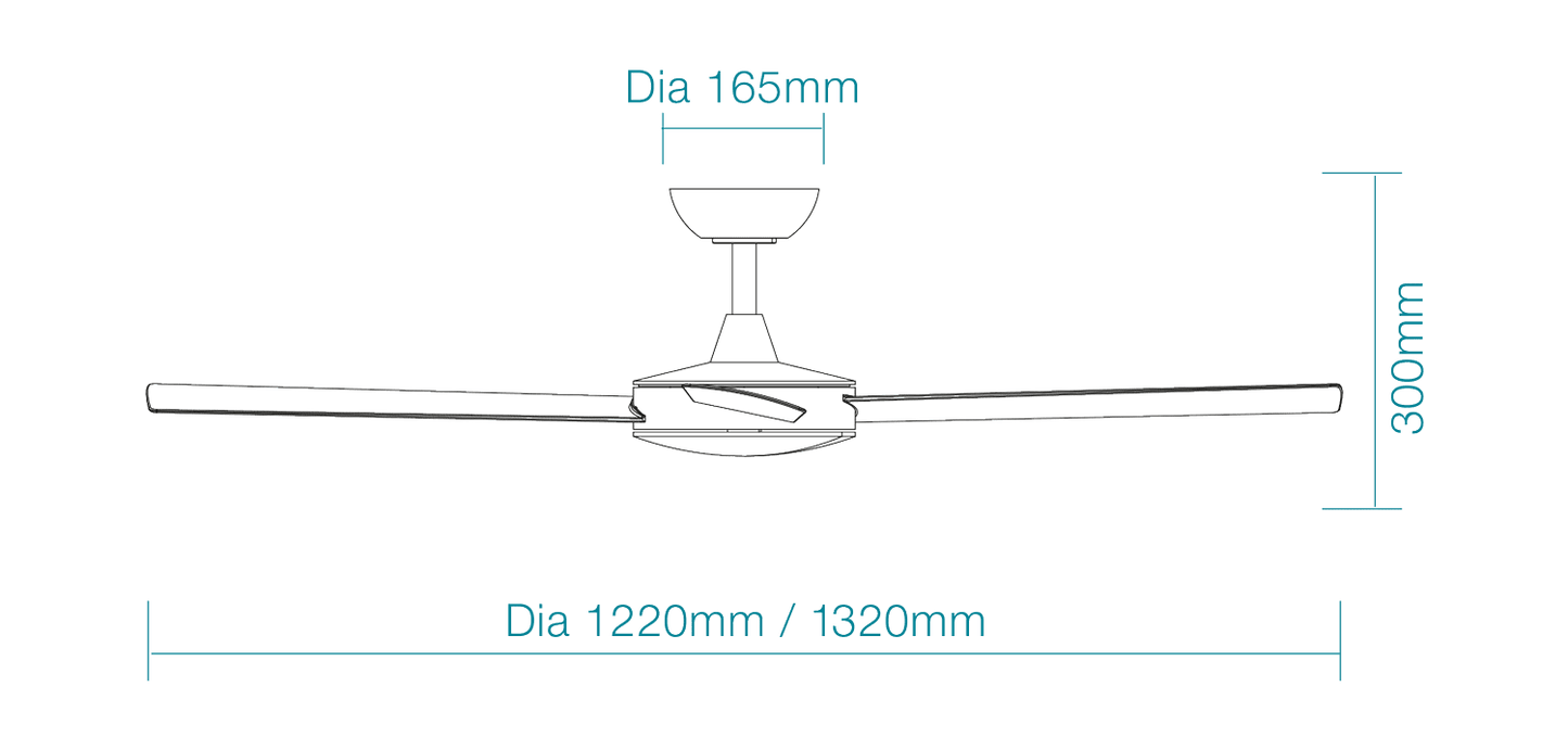 48" or 52" Proton DC Ceiling Fan Matt White | Martec Lighting - Mases LightingMartec