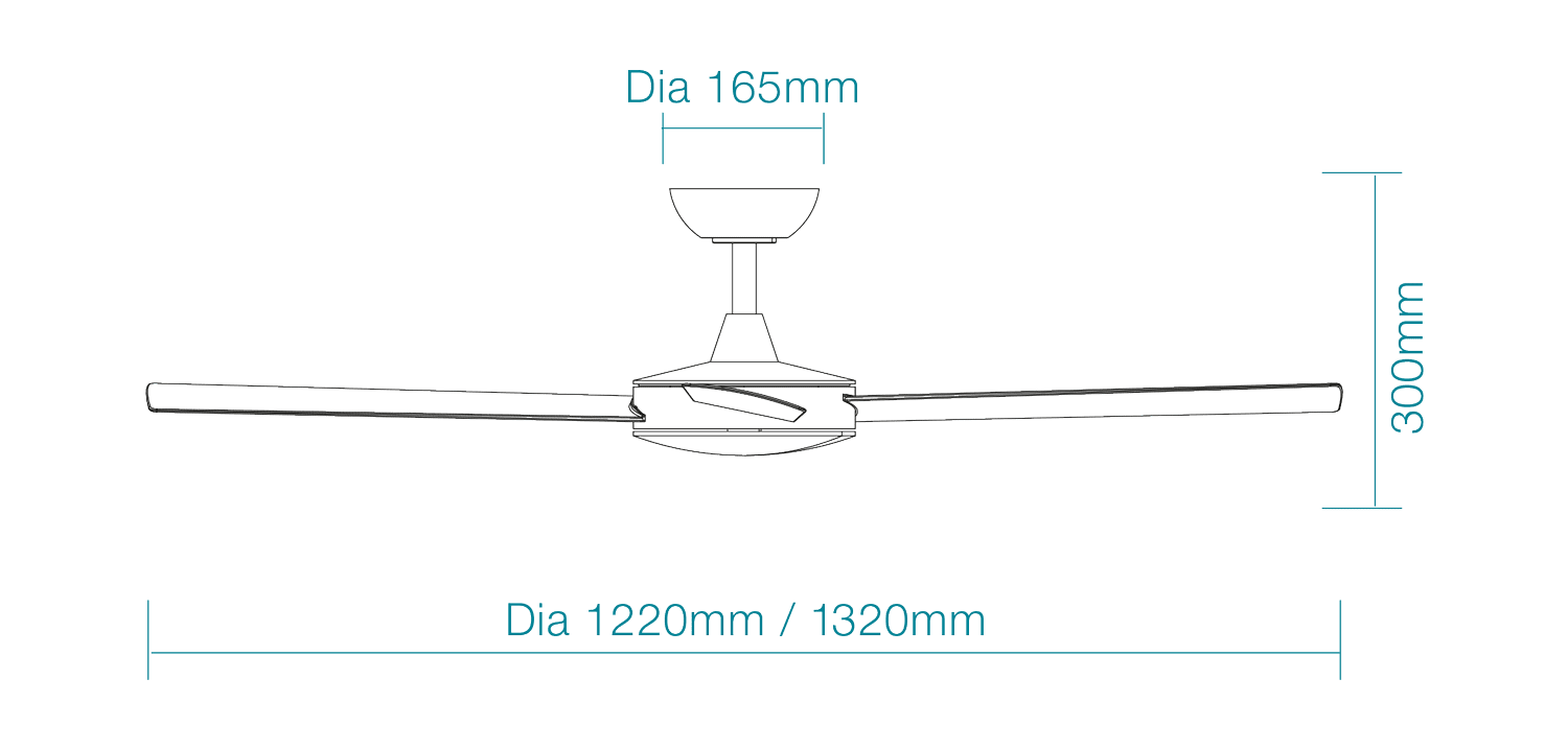 48" or 52" Proton DC Ceiling Fan Matt White | Martec Lighting - Mases LightingMartec