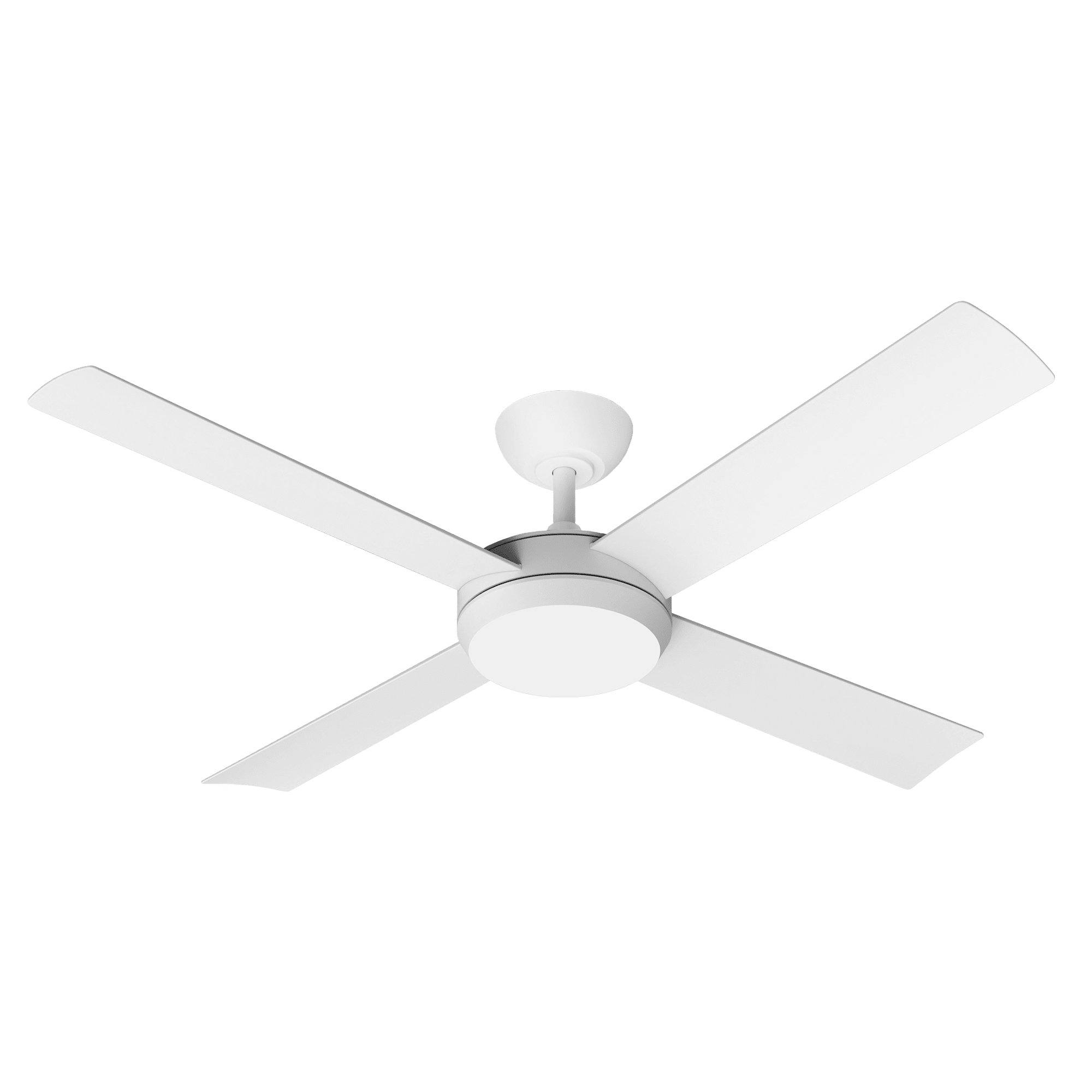 48" or 52" Proton DC Ceiling Fan Matt White with LED Light | Martec Lighting - Mases LightingMartec