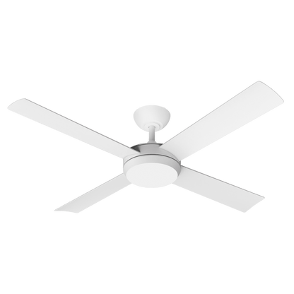 48" or 52" Proton DC Ceiling Fan Matt White with LED Light | Martec Lighting - Mases LightingMartec