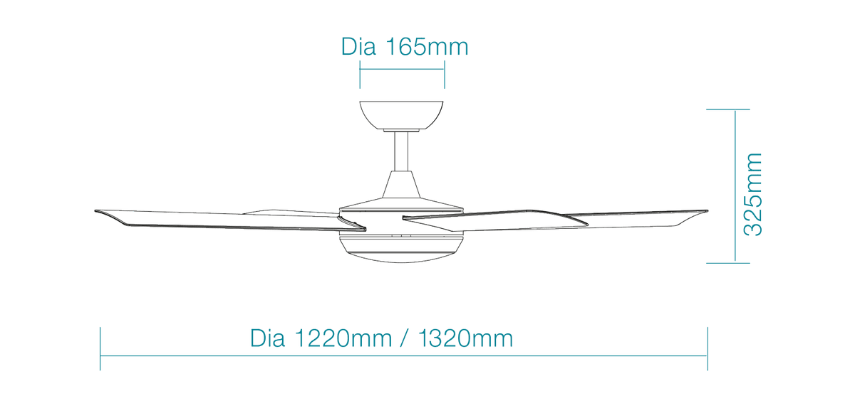 48" or 52" Proton DC Ceiling Fan Matt White with LED Light | Martec Lighting - Mases LightingMartec