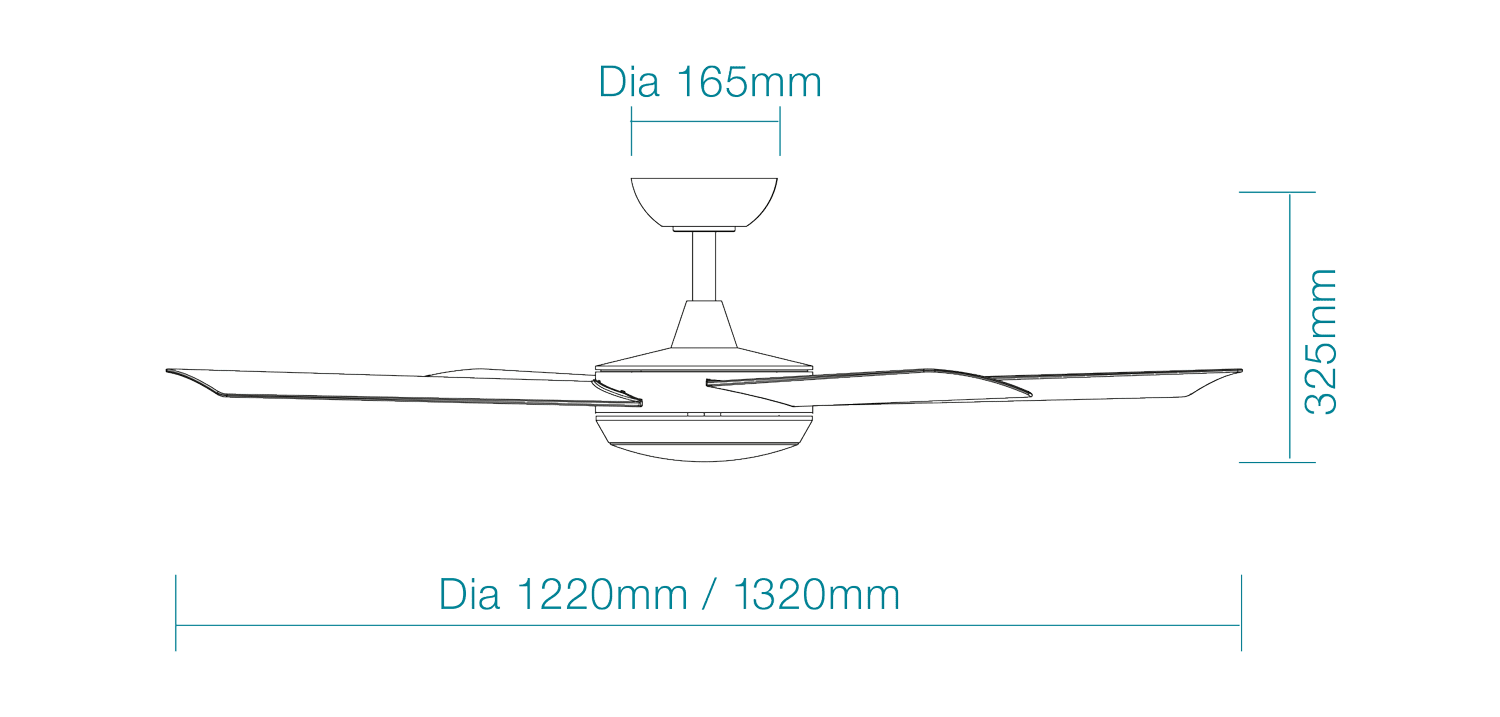 48" or 52" Proton DC Ceiling Fan Matt White with LED Light | Martec Lighting - Mases LightingMartec