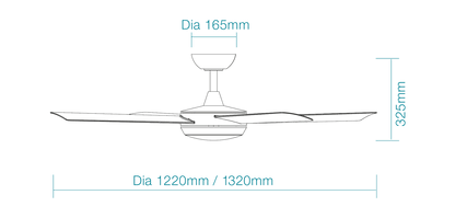 48" or 52" Proton DC Ceiling Fan Matt White with LED Light | Martec Lighting - Mases LightingMartec