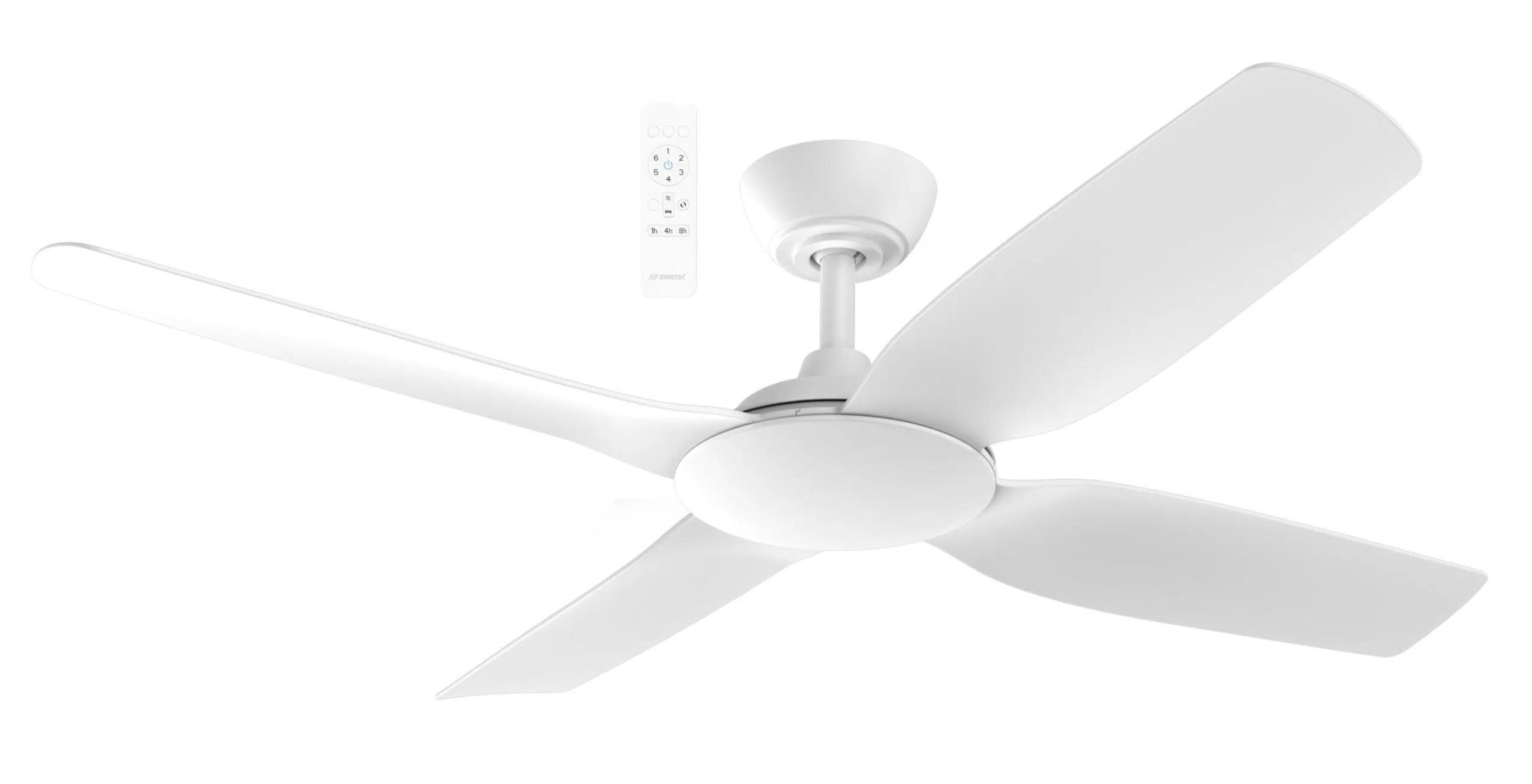 48" or 52" Viper DC Ceiling Fan Black Matt or White Matt 4 Blade by Martec Lighting