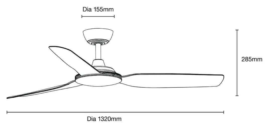 48" or 52" Viper DC Ceiling Fan Matt White or Matt Black 3 Blade by Martec Lighting