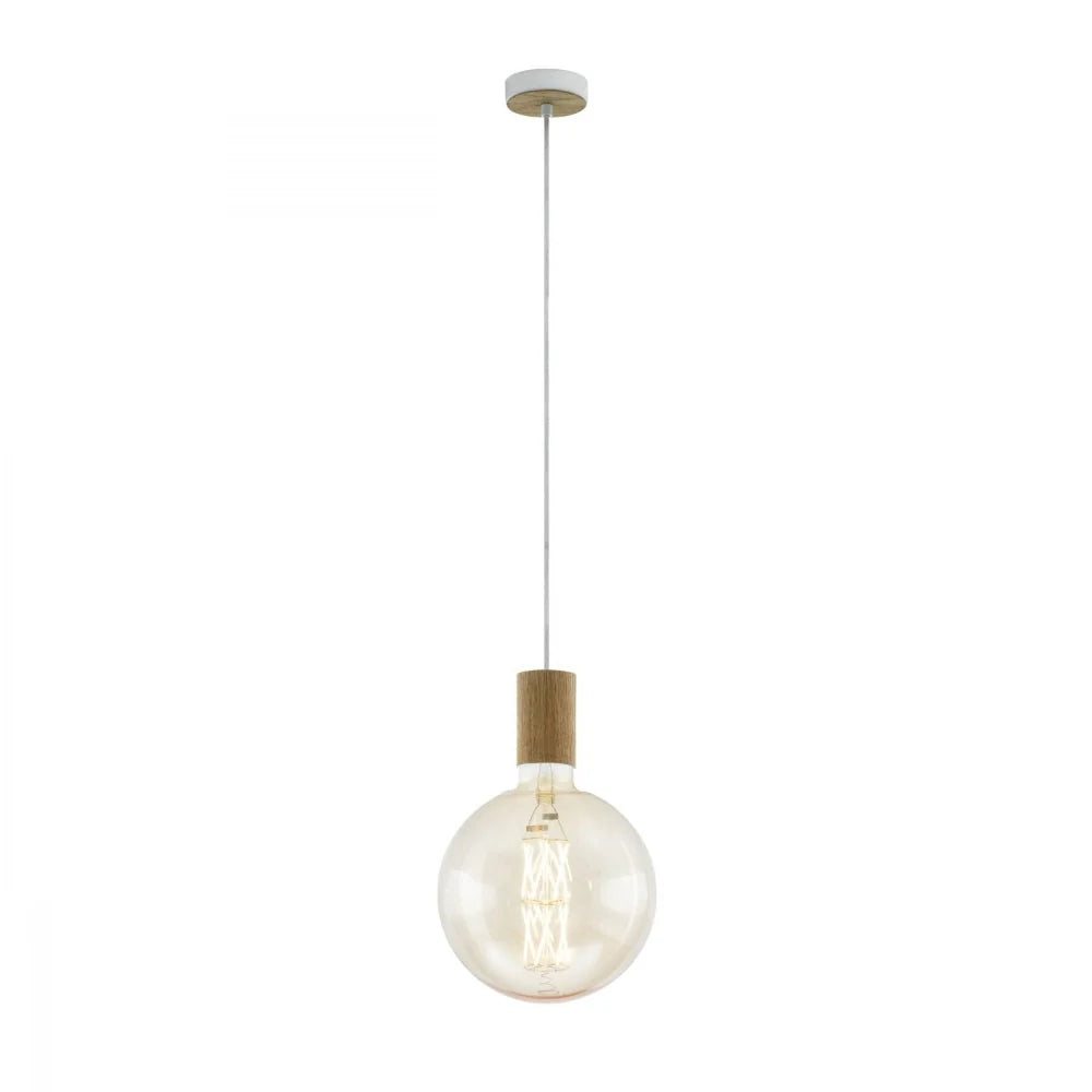Eglo Tavistock 1 Light Pendant Creme Oak 100mm - 49071N