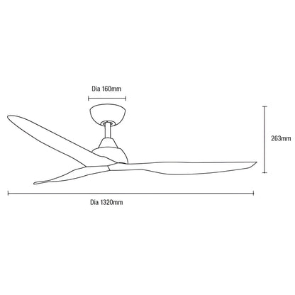 Martec Avoca 52" smart WiFi ceiling fan, matt white, black or oak — Mases Lighting