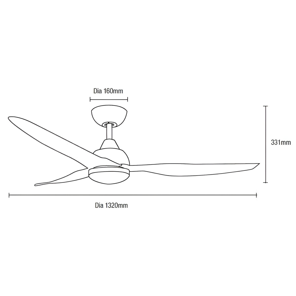 Martec Avoca 52" ceiling fan with LED, matt white, black or oak — Mases Lighting