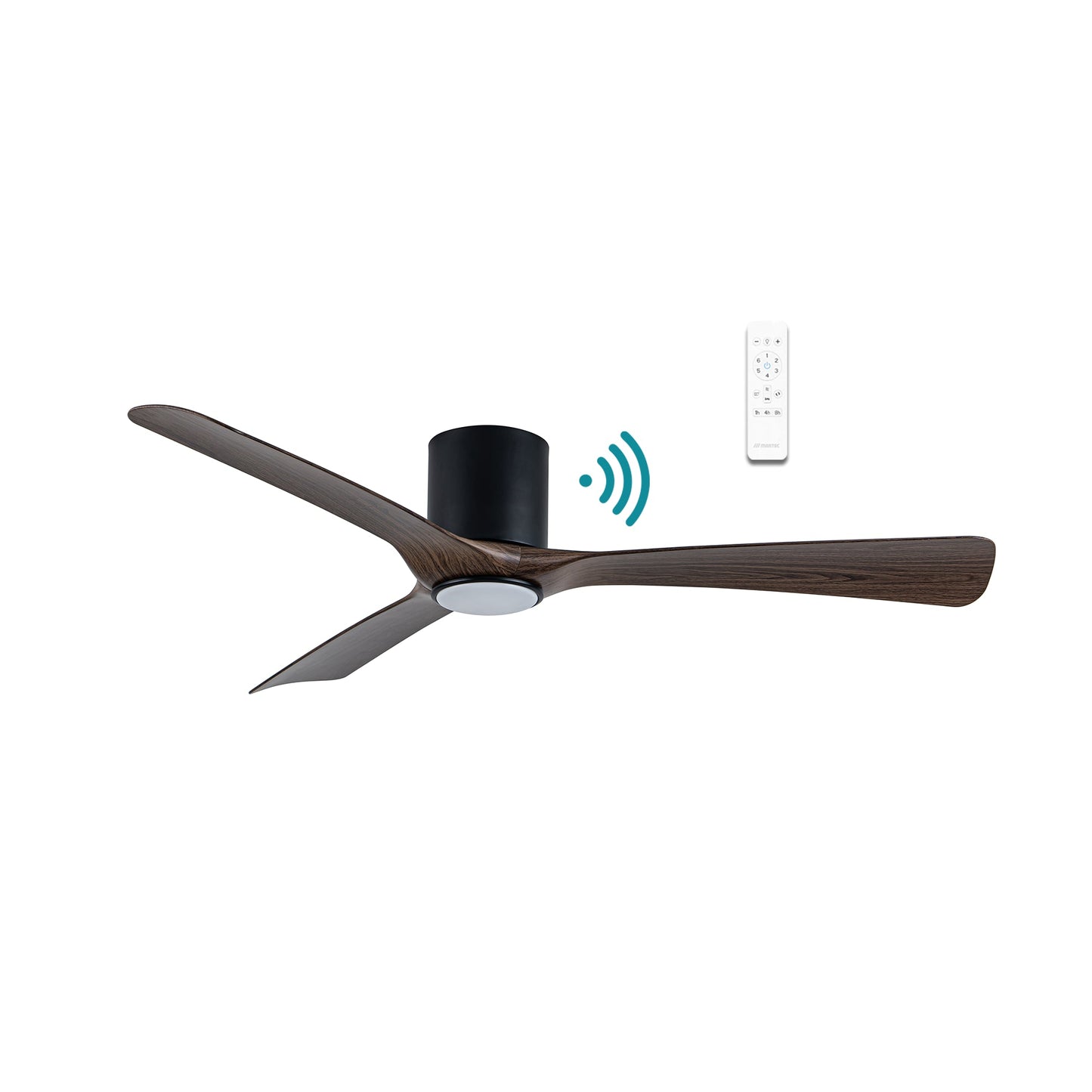 52" Fresno Smart WIFI DC Ceiling Fan Matt Black, Matt White or Black Walnut With Light by Martec - Mases LightingMartec