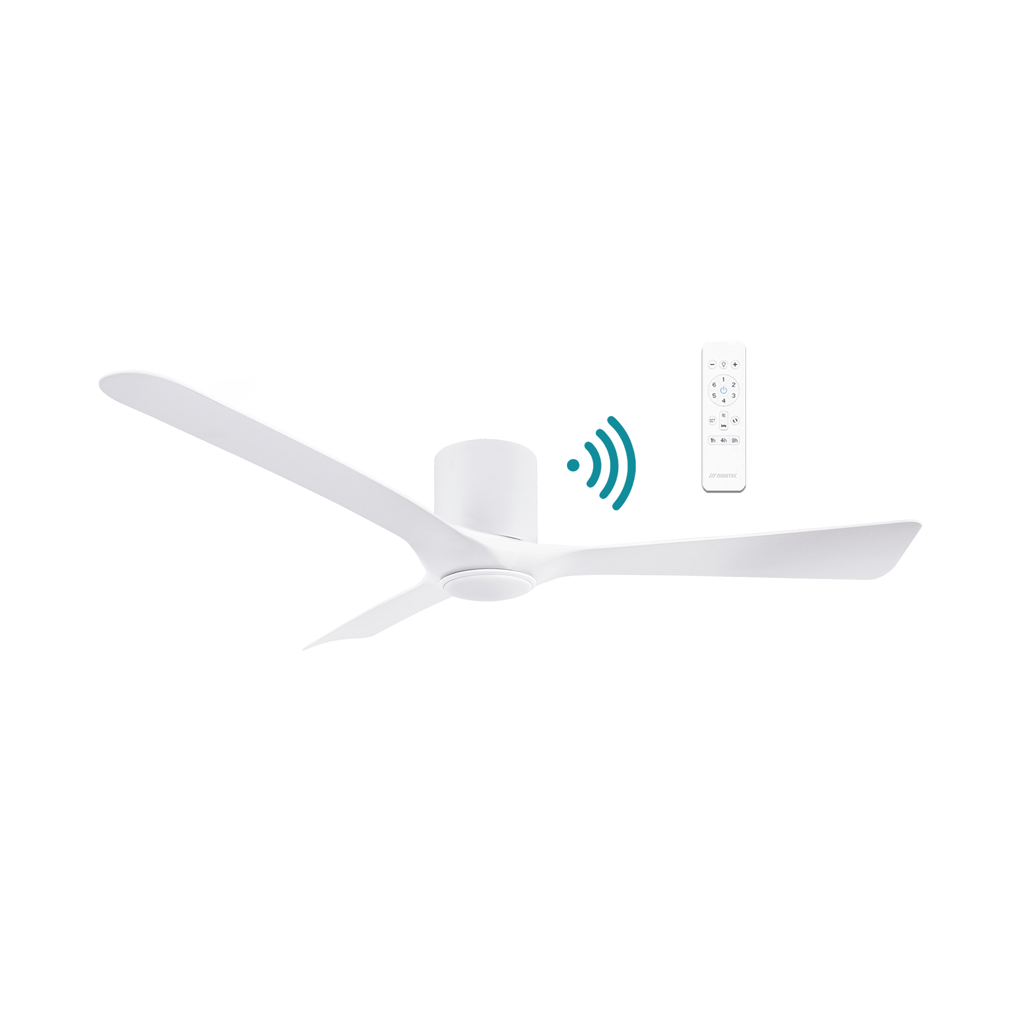 52" Fresno Smart WIFI DC Ceiling Fan Matt Black, Matt White or Black Walnut With Light by Martec