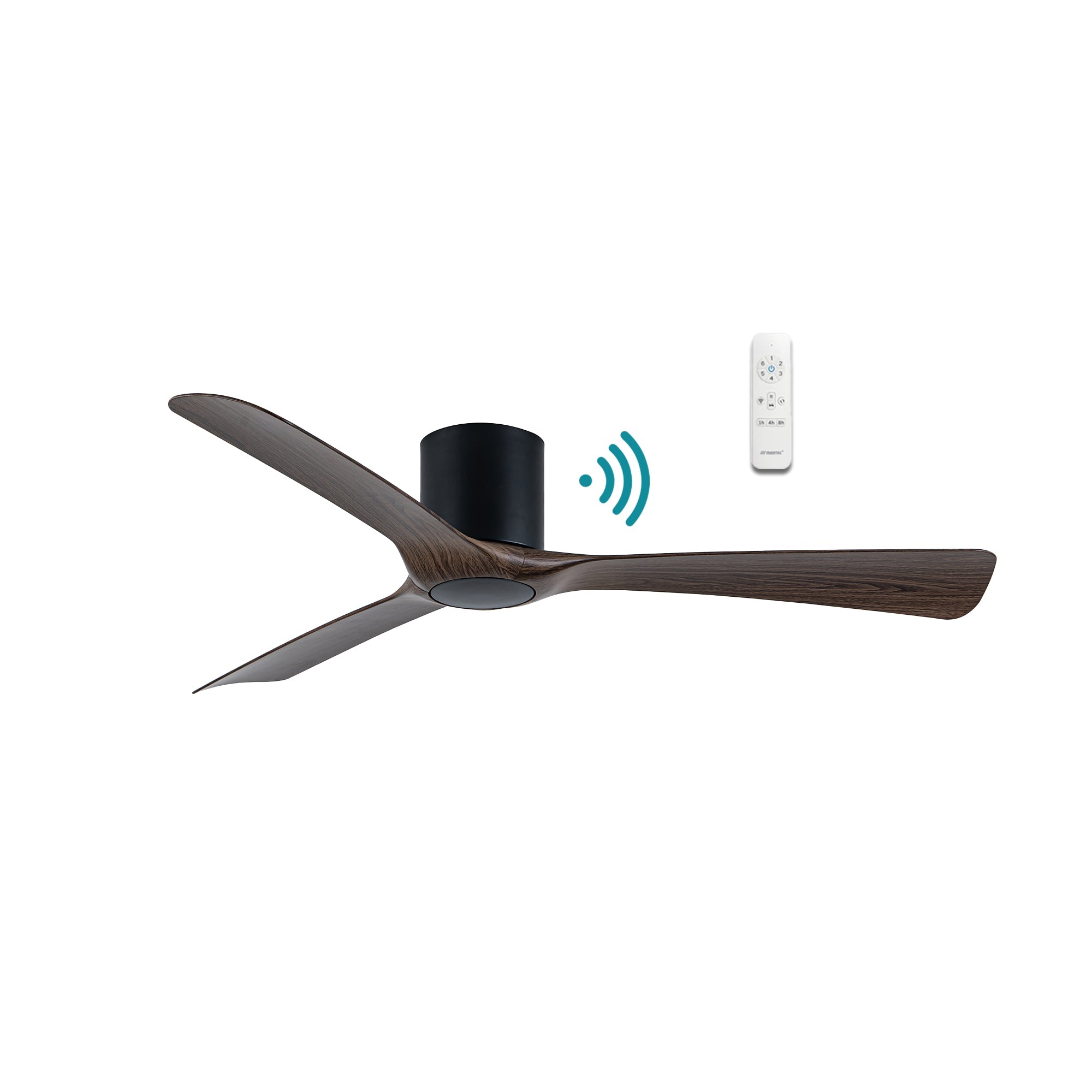 52" Fresno Smart WIFI DC Ceiling Fan Matt White, Matt Black or Black/Walnut | Martec