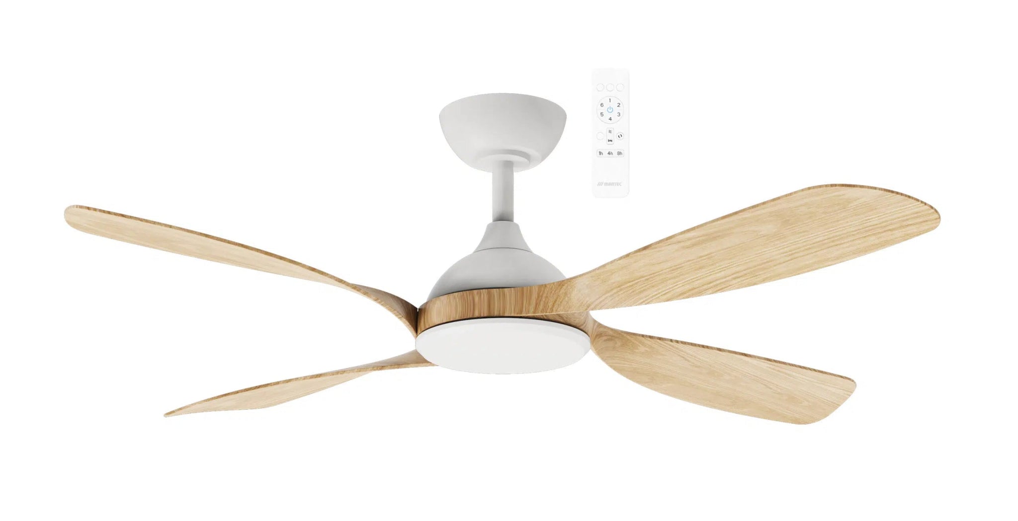 52" Hampton Smart WIFI DC Ceiling Fan White/Oak by Martec Lighting - Mases LightingMartec