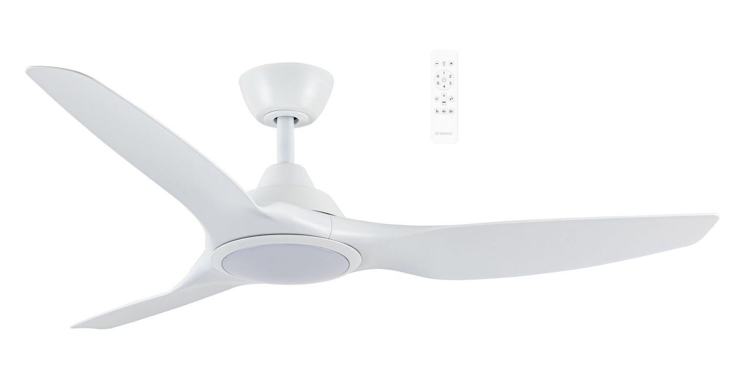 52" Impact DC Ceiling Fan Matt Black, Matt White, Matt Black/Walnut with Light MIDC1333 Martec Lighting - Mases LightingMartec