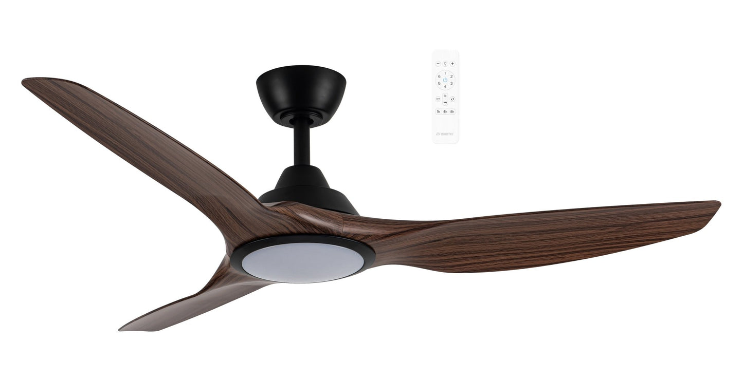 52" Impact DC Ceiling Fan Matt Black, Matt White, Matt Black/Walnut with Light MIDC1333 Martec Lighting - Mases LightingMartec