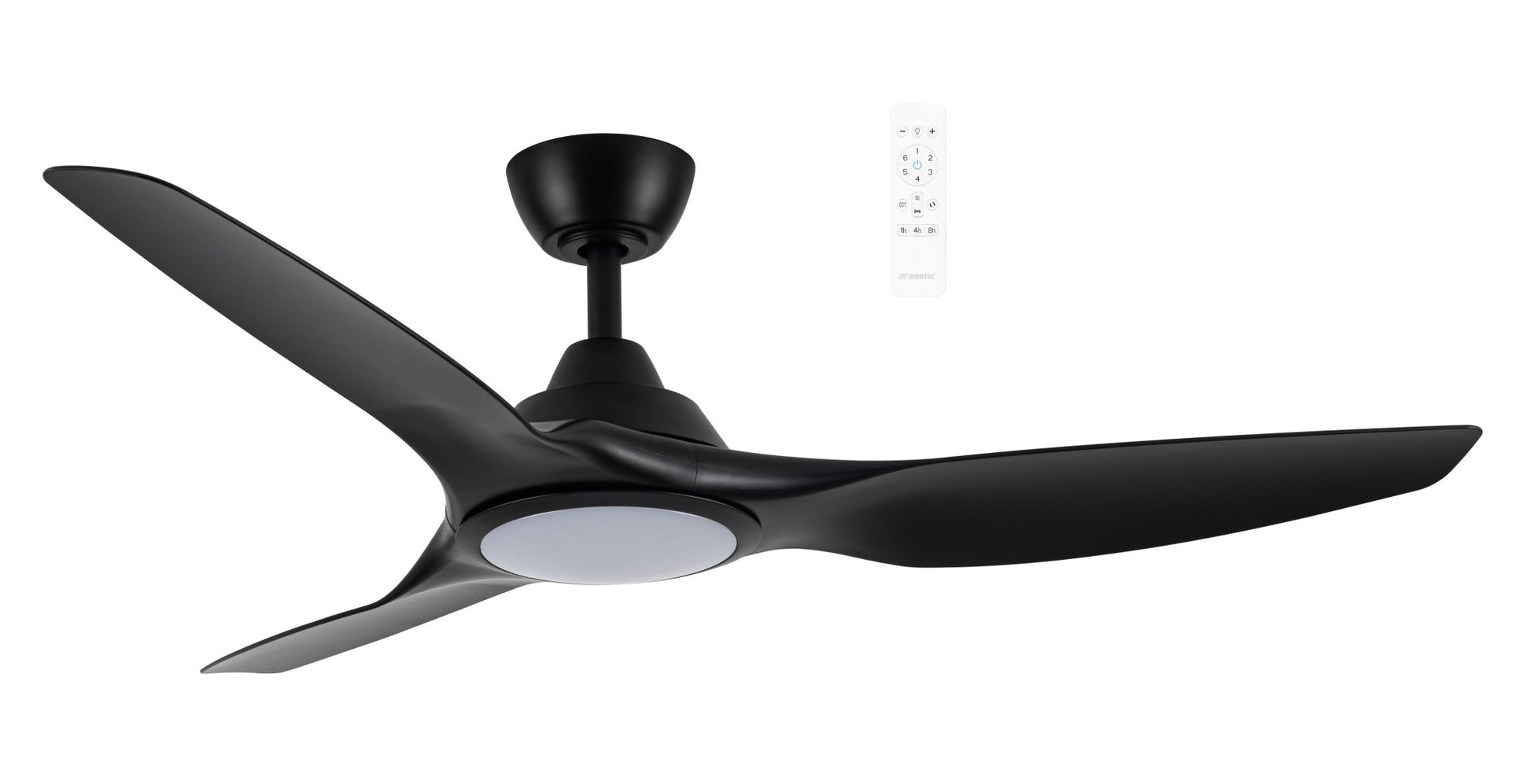 52" Impact DC Ceiling Fan Matt Black, Matt White, Matt Black/Walnut with Light MIDC1333 Martec Lighting - Mases LightingMartec