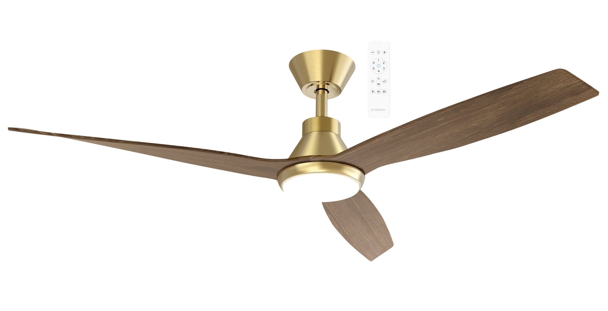 52" Triumph DC Ceiling Fan Antique Bronze/Walnut, Matt Black, Matt White with Light MDCT1333 Martec Lighting