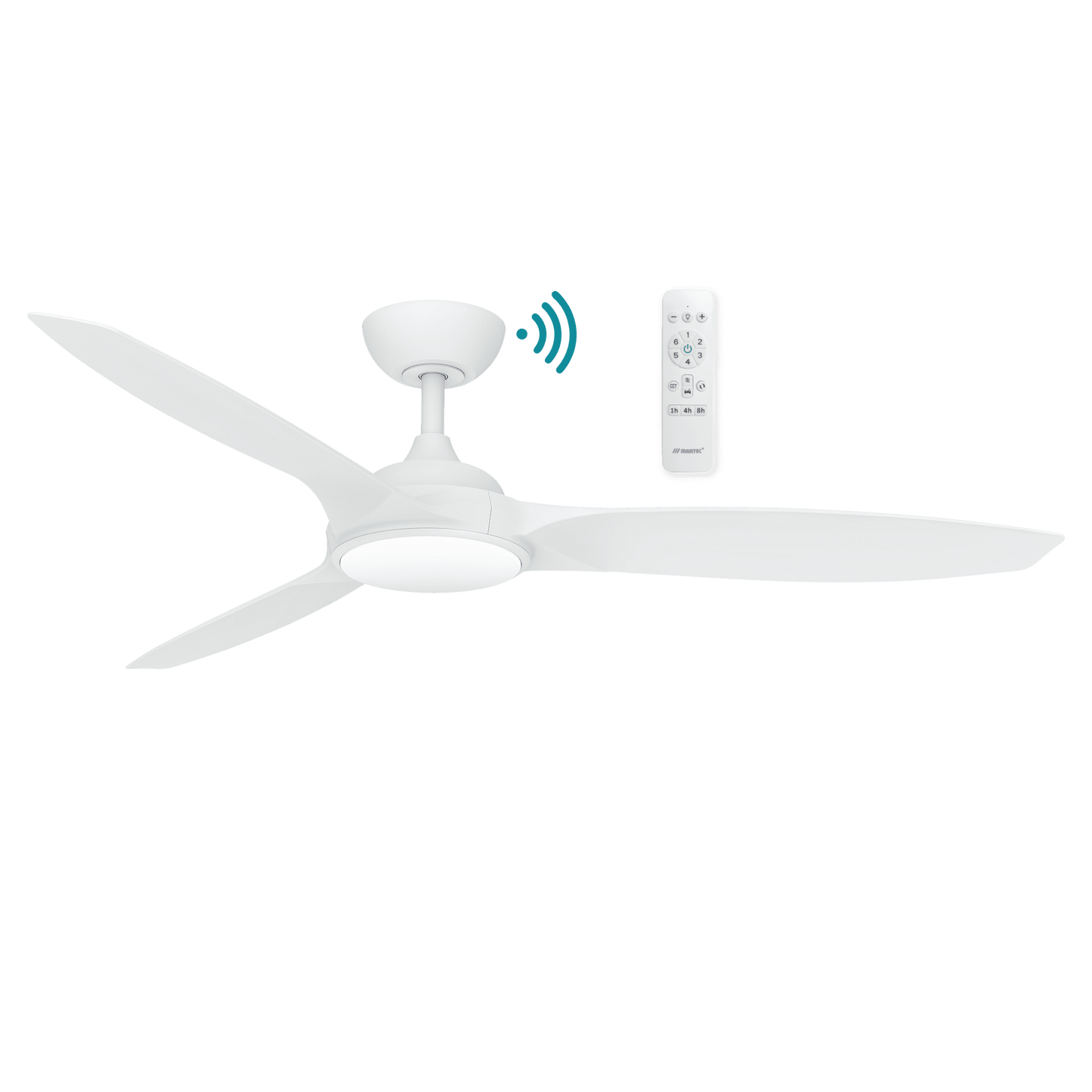 56″ (1420mm) Newport DC Ceiling Fan Matt Black or Matt White With CCT 18w LED Light by Martec - Mases LightingMartec