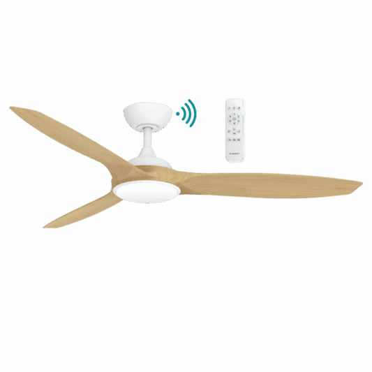56″ (1420mm) Newport DC Ceiling Fan White Oak With Light or Without Light | Remote Control by Martec - Mases LightingMartec
