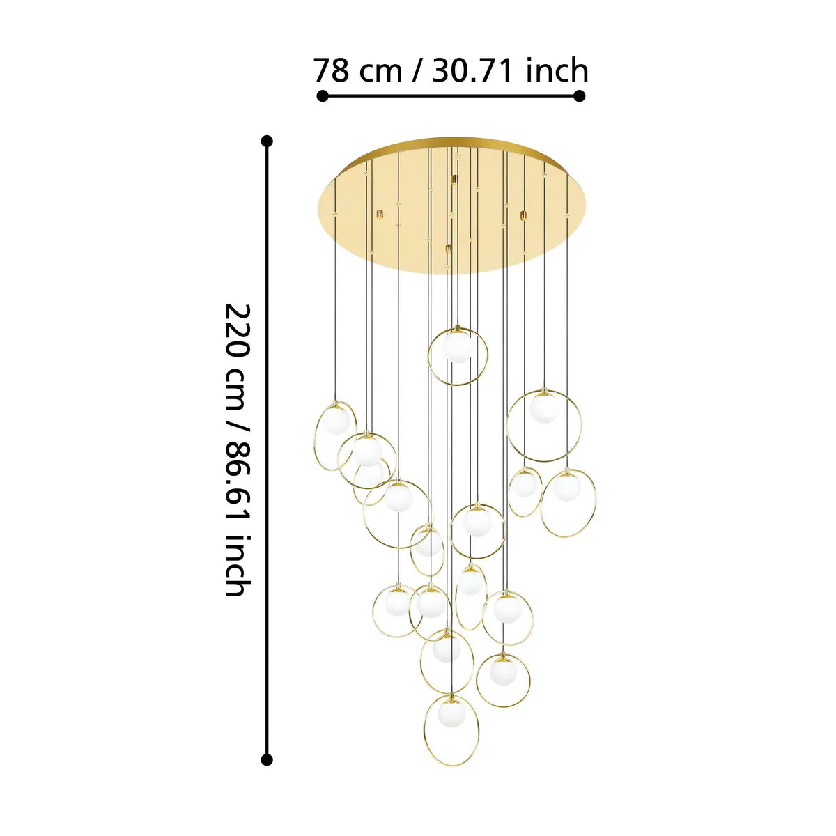 Eglo Portocolom 17 Light Round LED Pendant Gold 390346