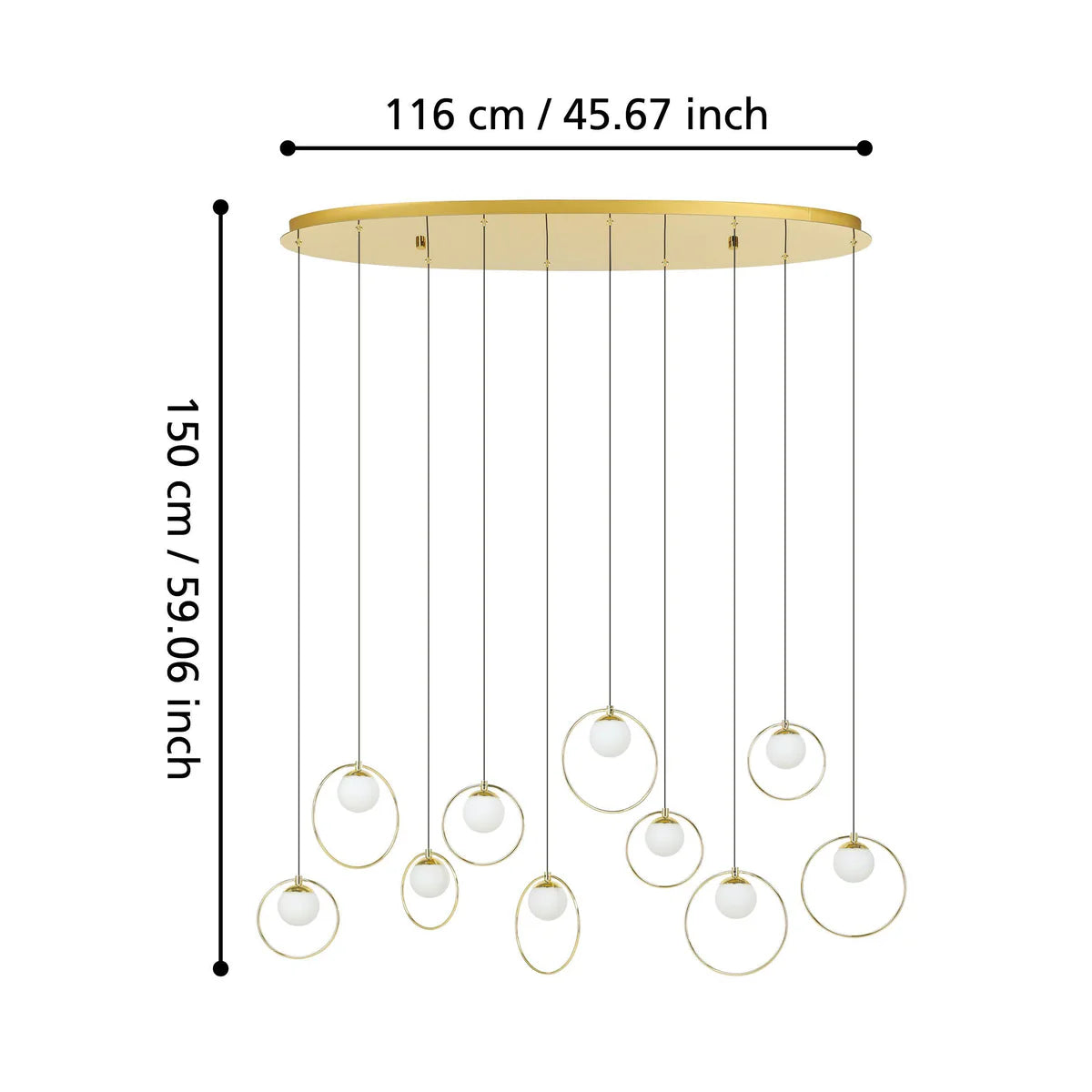 Eglo Portocolom 10 Light Oval LED Pendant Gold 390347
