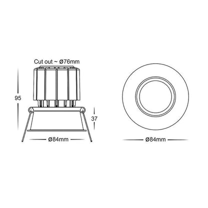 76mm LED Downlight 12w Prime Fixed Deep CCT CRI 90+ in Black or White - HV5513T - Havit Lighting - Mases LightingHavit Lighting