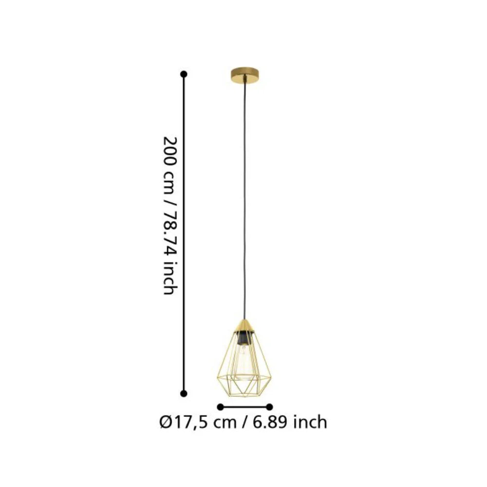 Eglo TARBES Pendant Light Brushed W175mm Brass Steel - 43681N