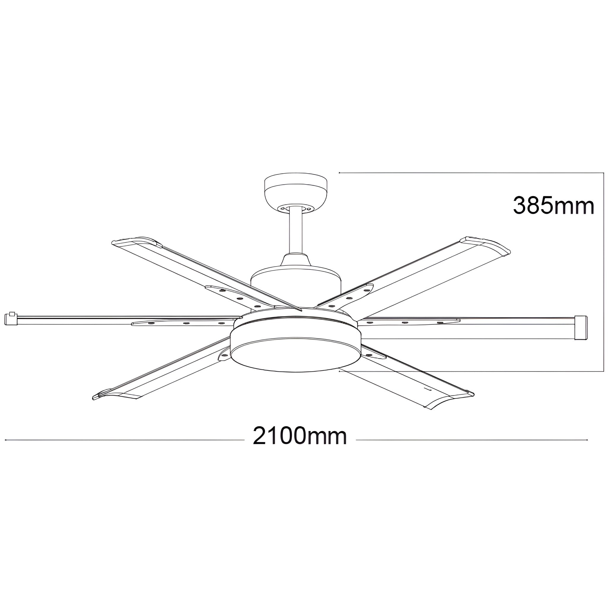 84" Albatross Large DC Ceiling Fan 6 Blades w/ CCT LED Light in Black - Mases LightingMartec