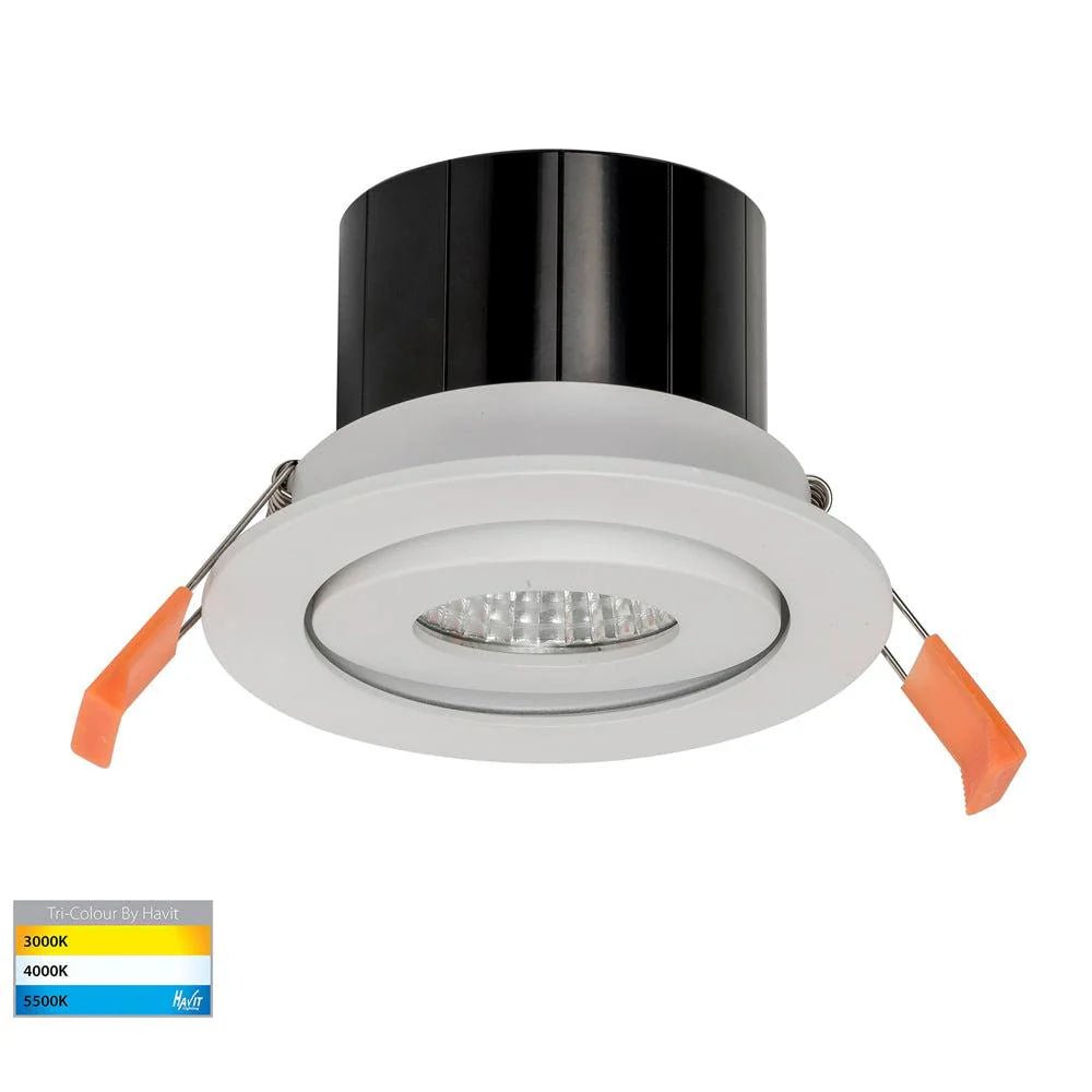 90mm LED Downlight 12w Black, White CCT CRI 90+ HV5512T Havit Lighting