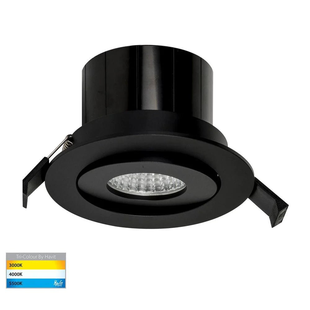 90mm LED Downlight 12w Black, White CCT CRI 90+ HV5512T Havit Lighting