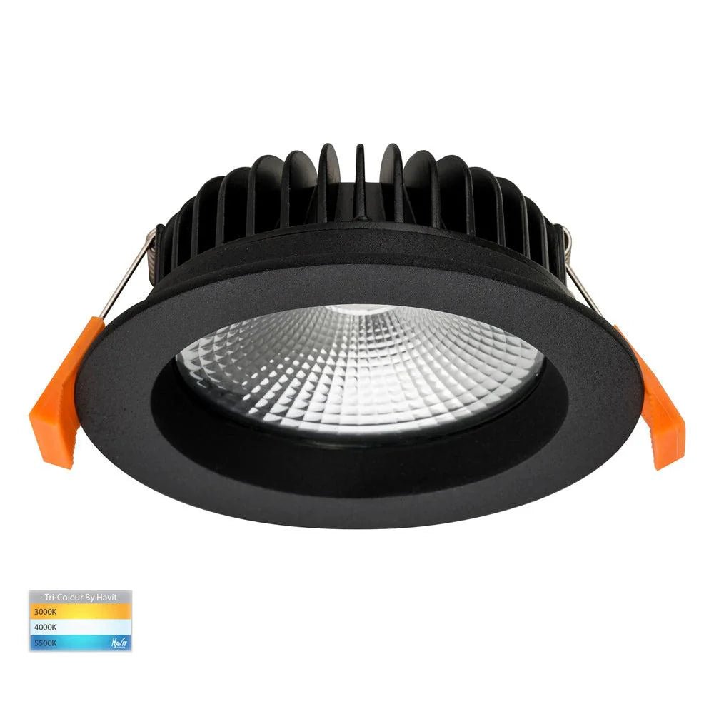 90mm LED Downlight 12w Black, White CCT HV5530T Havit Lighting