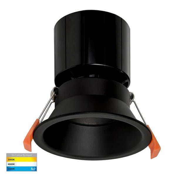 90mm LED Downlight 12w White or Black CCT HV5514T Havit Lighting