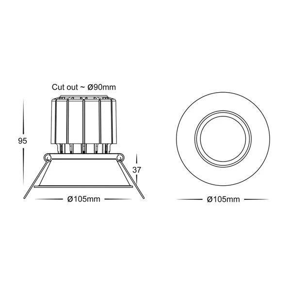 90mm LED Downlight 12w White or Black CCT HV5514T Havit Lighting